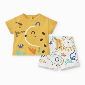 CAMISETA Y BERMUDA PUNTO ANIMAL LIFE 0-1M